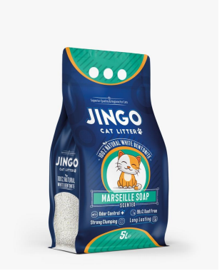 رمل جينغو للقطط برائحة الصابون 5 لتر عالي الامتصاص - متجر CAT PARK