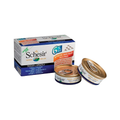 Catz Park ready meal with tuna and sea bass in jelly, 6 packs of 50 grams each, displayed in a clear container.