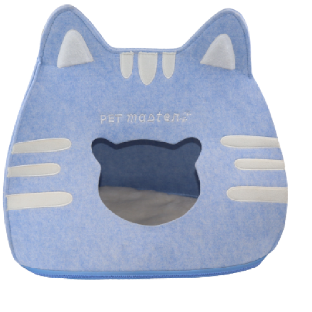 Cat Park ready-made cat house with cozy fabric exterior, featuring a small entrance and comfortable interior for cats.