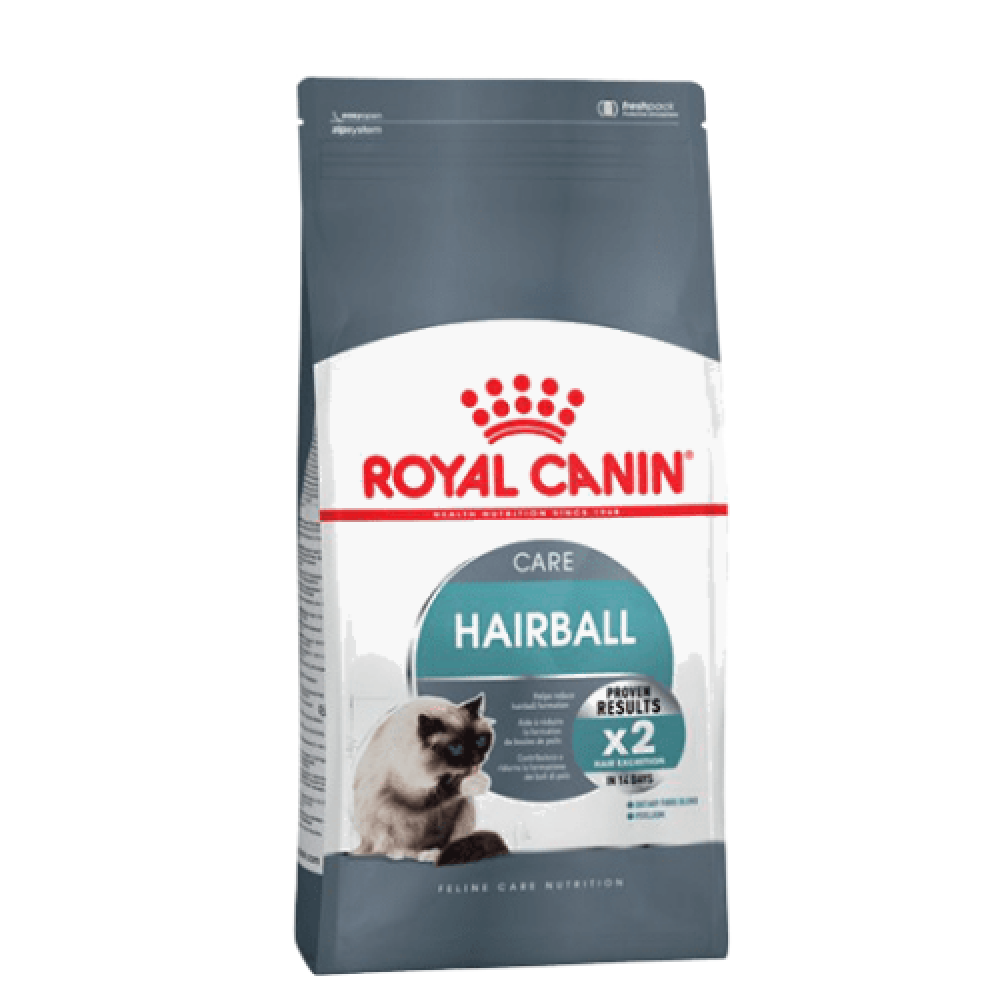 Royal Canin Hairball Care dry cat food from CAT PARK, 2kg bag, showing the product packaging and branding.