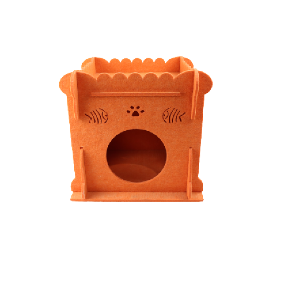 Colorful CAT PARK ready-made castle shape playhouse with multiple openings for cats to explore and hide.