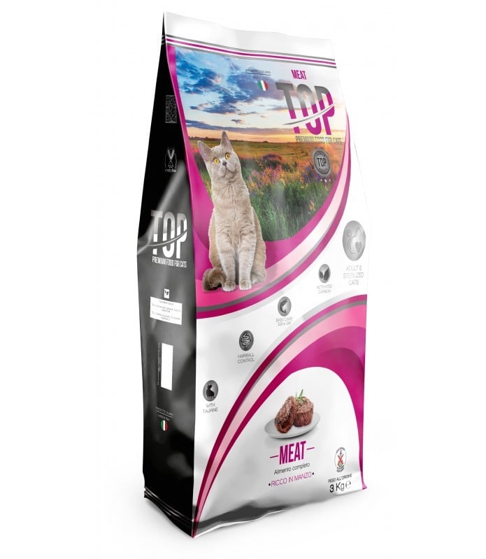 Ready cat food with beef by CAT PARK, 3kg bag showing the product packaging and branding.