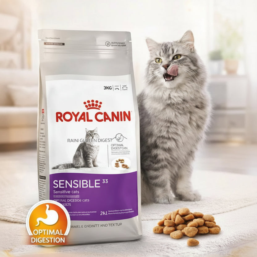 Royal Canin Sensible cat food packaging by CAT PARK, ready-to-eat product for sensitive cats, shown in the image.