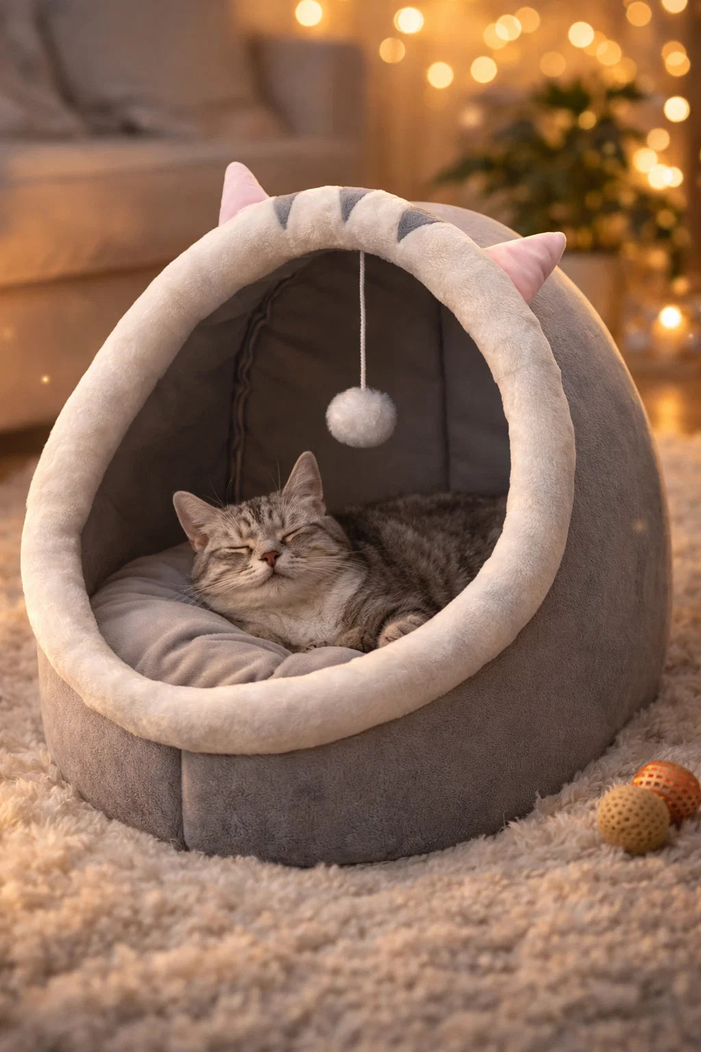 Luxurious ready-made cat bed by CAT PARK, featuring soft fabric and cozy design for comfortable feline relaxation.