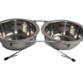 Double steel plate from CAT PARK, ready-to-use product, showcasing a sleek, durable stainless steel design with two compartments.