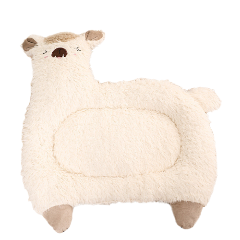 Soft plush sheep-shaped pet bed by CAT PARK, ready-to-use with cozy fabric and animal design for comfortable pet lounging.