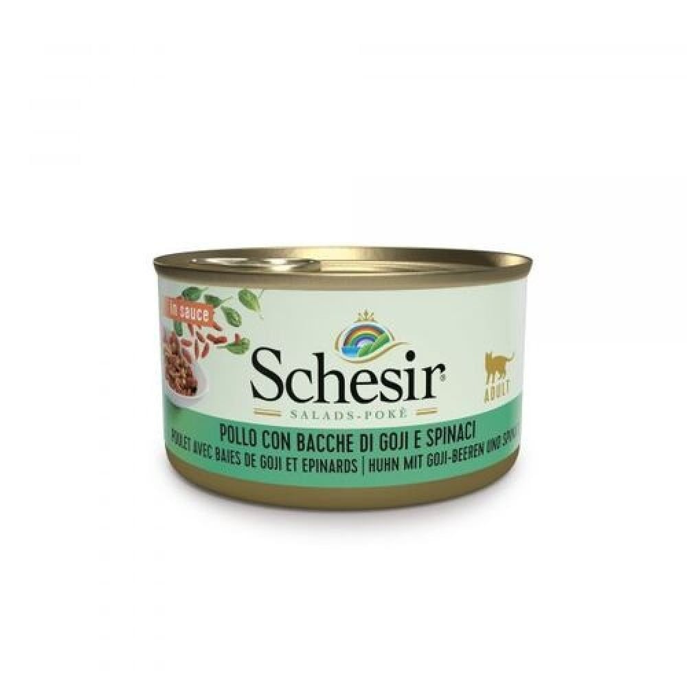 Cat Park chicken and berry salad in sauce, 85g, ready-made cat food with spinach and fruit visible in the image.