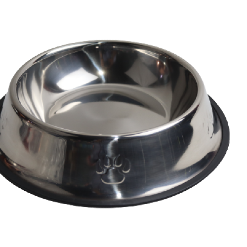 Stainless steel XL plate by CAT PARK, ready-made dishware with a shiny surface and large size for serving food.