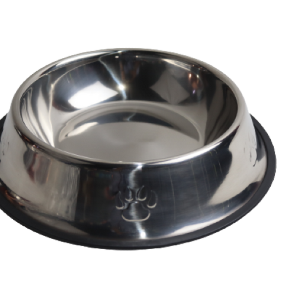 Stainless steel XL plate by CAT PARK, ready-made dishware with a shiny surface and large size for serving food.