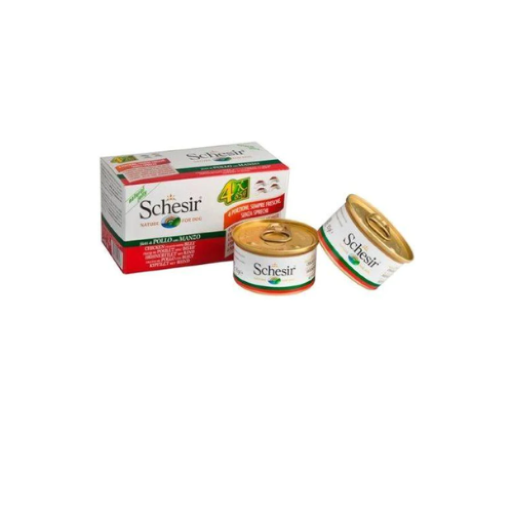 شيزر معلبات متعددة للكلاب باللحم البقري4*85g والدجاج في الجيلي 4×85غ