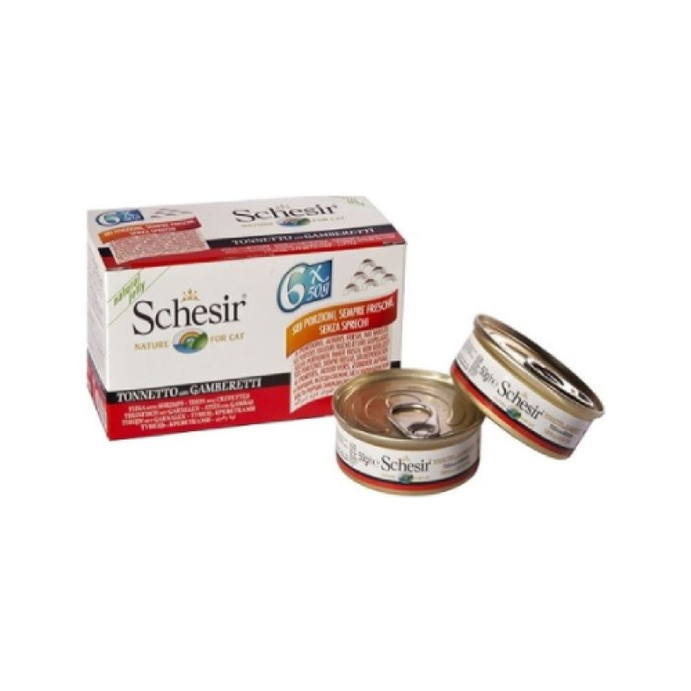 Catz Park canned tuna with shrimp in jelly, ready-to-eat, 6x50g, featuring seafood chunks in transparent jelly packaging.
