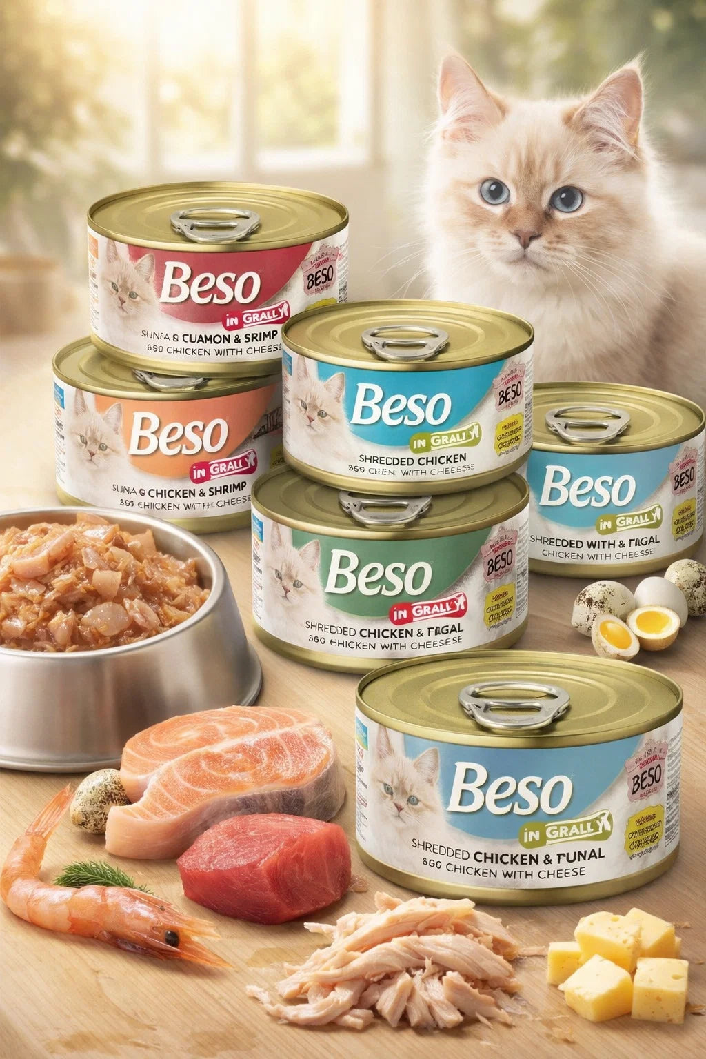 Canned cat food from CAT PARK with sliced meat in gravy, showcasing different flavors in the product image.