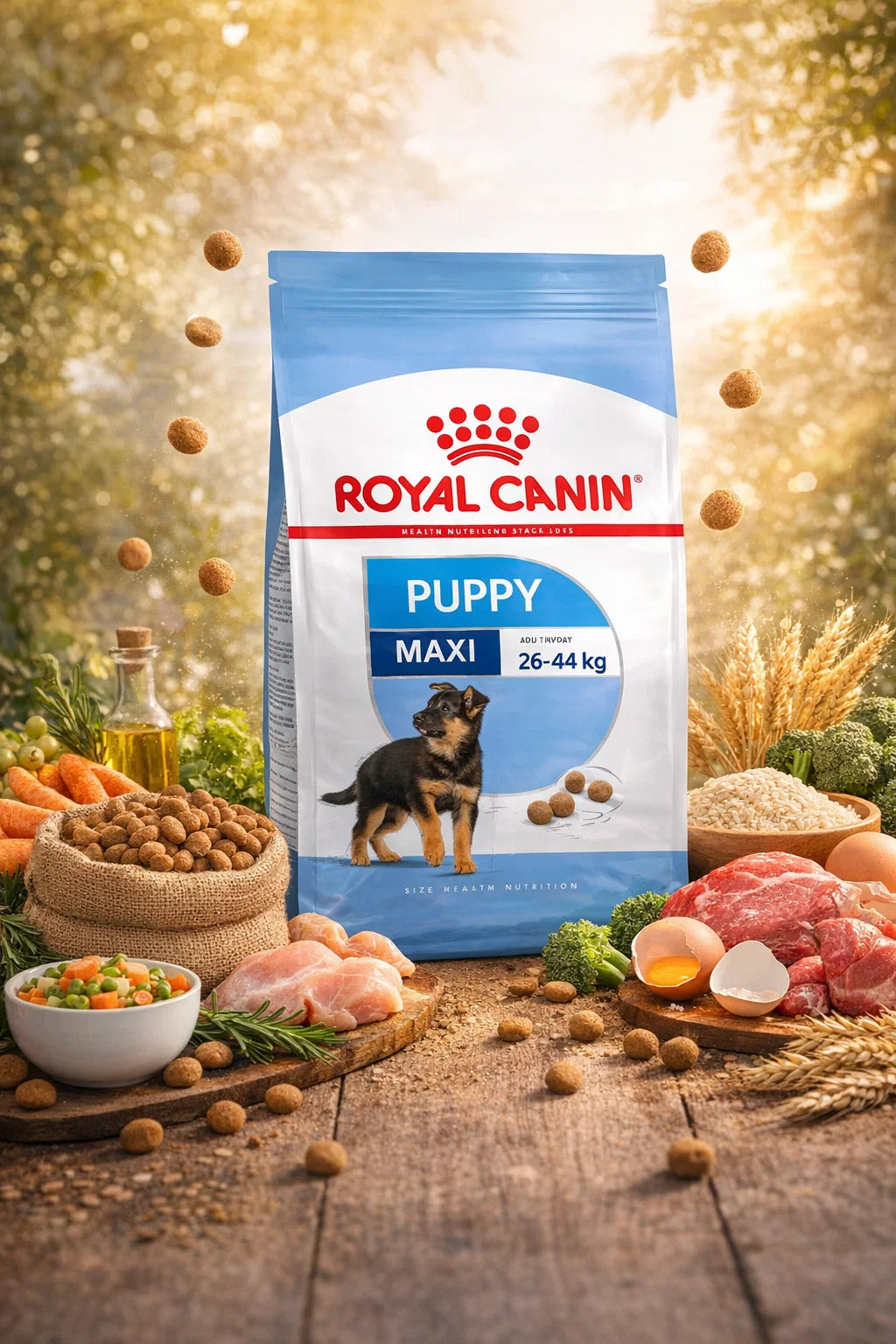 Royal Canin Maxi Puppy dry dog food in a bag, prepared for large breed puppies, by CAT PARK.