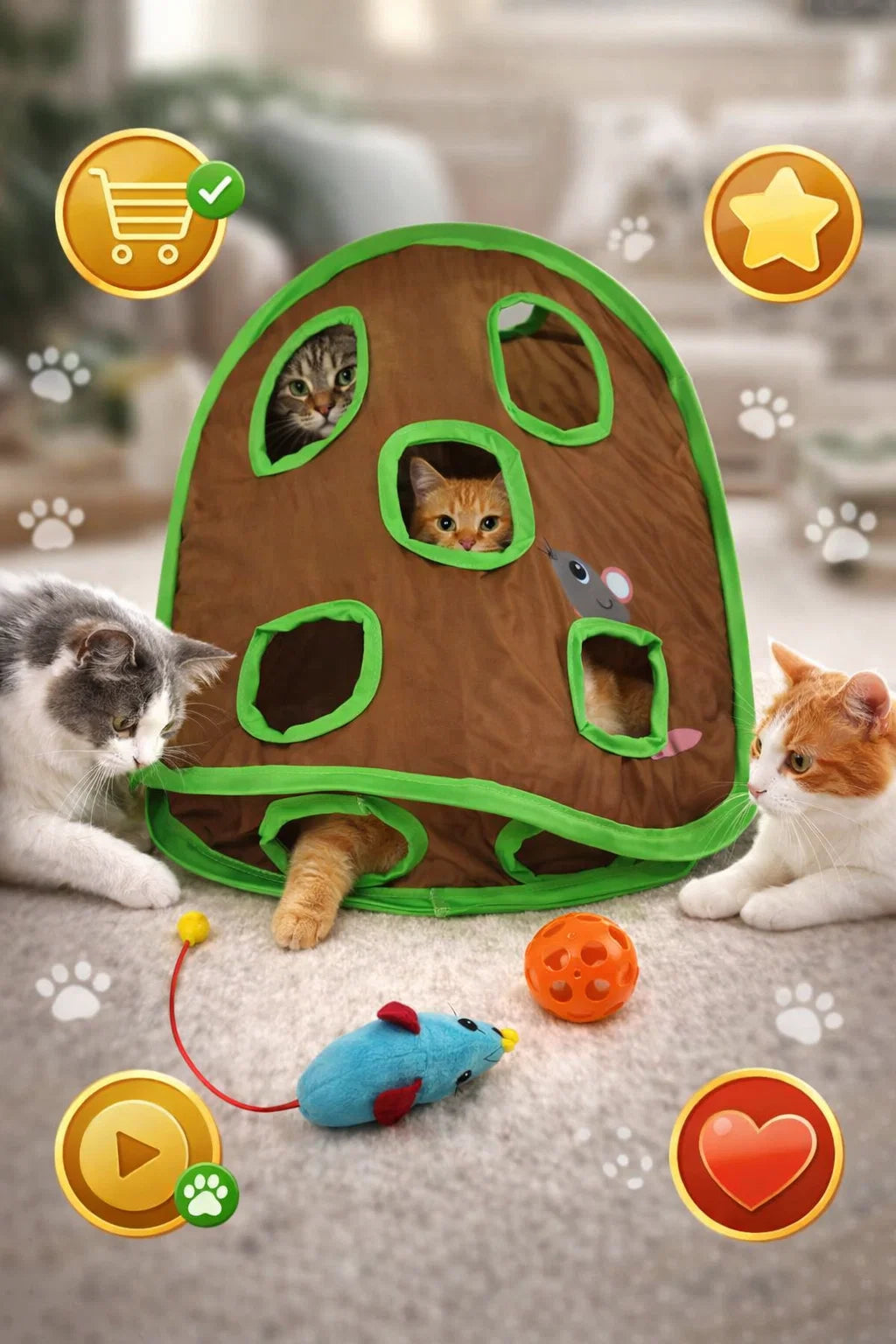 Cat Park ready-made cat mouse toy with colorful fabric and plush mouse design, perfect for entertaining cats.