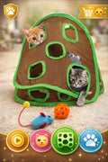 Ready CAT PARK cat mouse toy showing a colorful plush mouse with a string attachment for feline play.