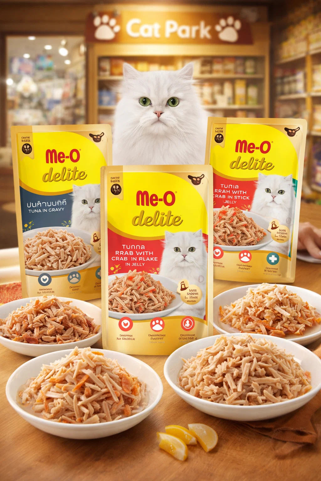 Canned cat food by CAT PARK with tuna slices and multiple flavors, 70g, ready-to-serve moist feline meal in a convenient container.