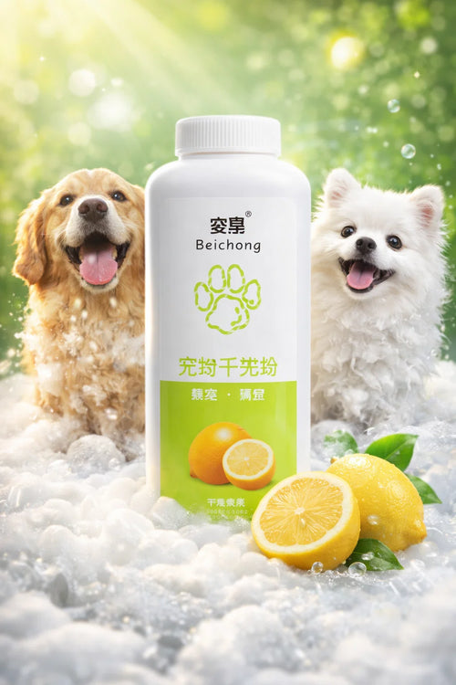 CAT PARK pet dry cleaning powder with lemon scent, suitable for cleaning and freshening up animal bedding and accessories.