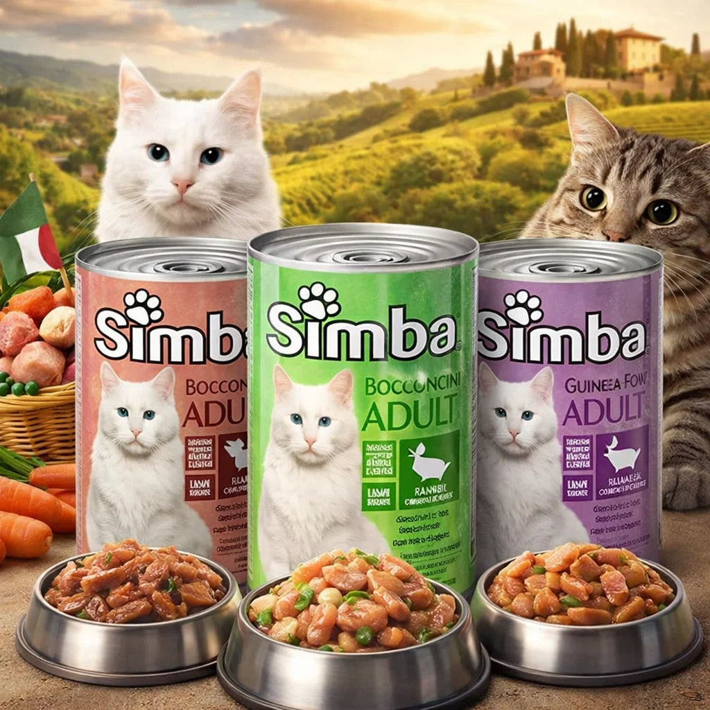 Simba سيمبا بوكونشيني طعام قطط بالغ بنكهات متعددة 415 جرام، عبوة تحتوي على قطع لذيذة ومغذية للقطط البالغة