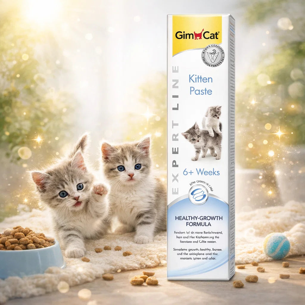 GimCat جيم كات معجون غذائي للكتن 6+ أسابيع، عبوة معجون غذائي للقطط الصغيرة يظهر في الصورة