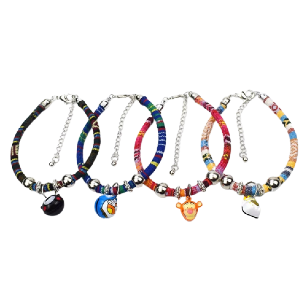 Cat Park ready-made cat collar with a bell, featuring a colorful adjustable strap and small bell for easy cat identification.